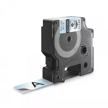 DYMO Rhino Etiquetas de poliéster permanente industriales | 19 mm x 5,5 m | Impresión negra sobre transparente | Autoadhesivas | para impresoras de etiquetas LabelManager y Rhino