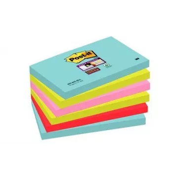 3M 655-6SS-MIA Papel de notas Rectangular Azul, Rosa, Rojo, Amarillo Autoadhesivo
