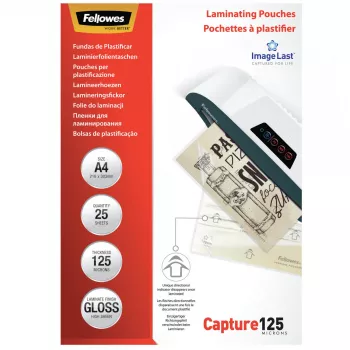 Fellowes ImageLast A4 125 micras Fundas de laminar - 25 uds., brillante, transparente, A4, 0,125 mm, 310 mm, 214 mm