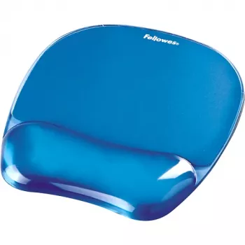 Fellowes Mouse Mat Wrist Support - Alfombrilla de ratón Crystals Gel con base de goma antideslizante - Alfombrilla ergonómica para ordenador, portátil, oficina en casa – Compatible con ratones láser y ópticos – Azul