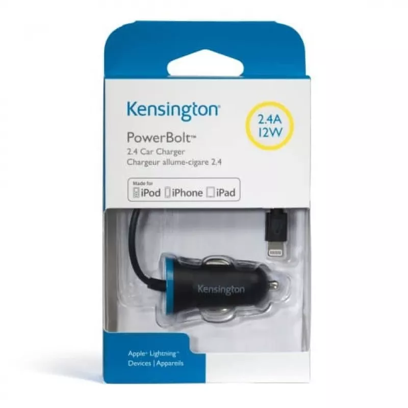 Kensington PowerBolt™ 2.4 Cargador de coche – Negro, coche, mechero, 1 m, Negro
