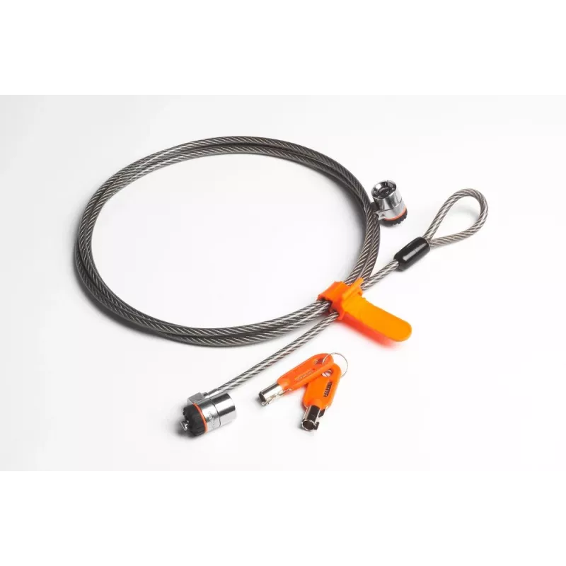 Candado de seguridad con llave Kensington MicroSaver® Keyed Twin para portátil, 2,2 m, llave redonda, acero
