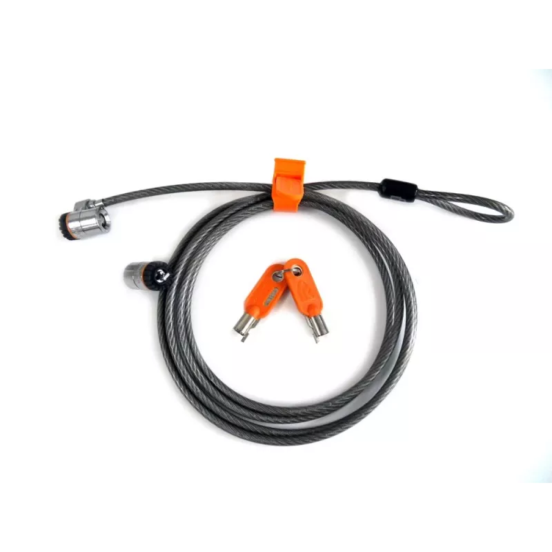 Candado de seguridad con llave Kensington MicroSaver® Keyed Twin para portátil, 2,2 m, llave redonda, acero