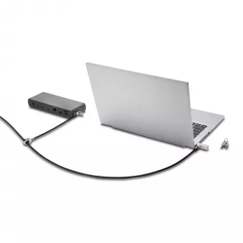 Candado de doble cabeza Kensington Slim NanoSaver 2.0, Kensington, llave, acero al carbono, plateado, negro