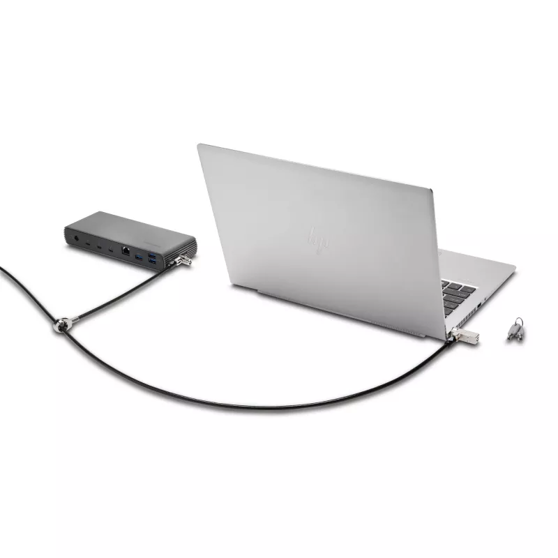 Candado de doble cabeza Kensington Slim NanoSaver 2.0, Kensington, llave, acero al carbono, plateado, negro