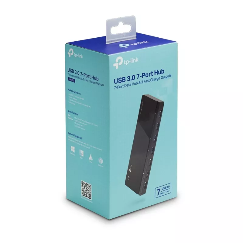 TP-Link UH700 Hub de interfaces USB 3.2 Gen 1 (3.1 Gen 1) Micro-B 5000 Mbit/s Negro