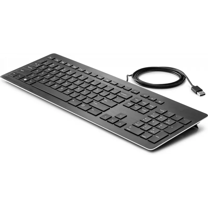 HP Teclado USB Premium, tamaño completo (100 %), con cable, USB, membrana, negro