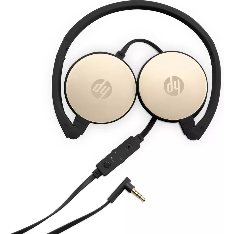HP Auriculares estéreo H2800 (negro con dorado seda), con cable, llamadas/música, 125 g, auriculares, negro, dorado
