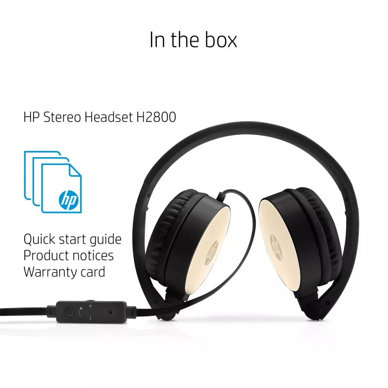 HP Auriculares estéreo H2800 (negro con dorado seda), con cable, llamadas/música, 125 g, auriculares, negro, dorado