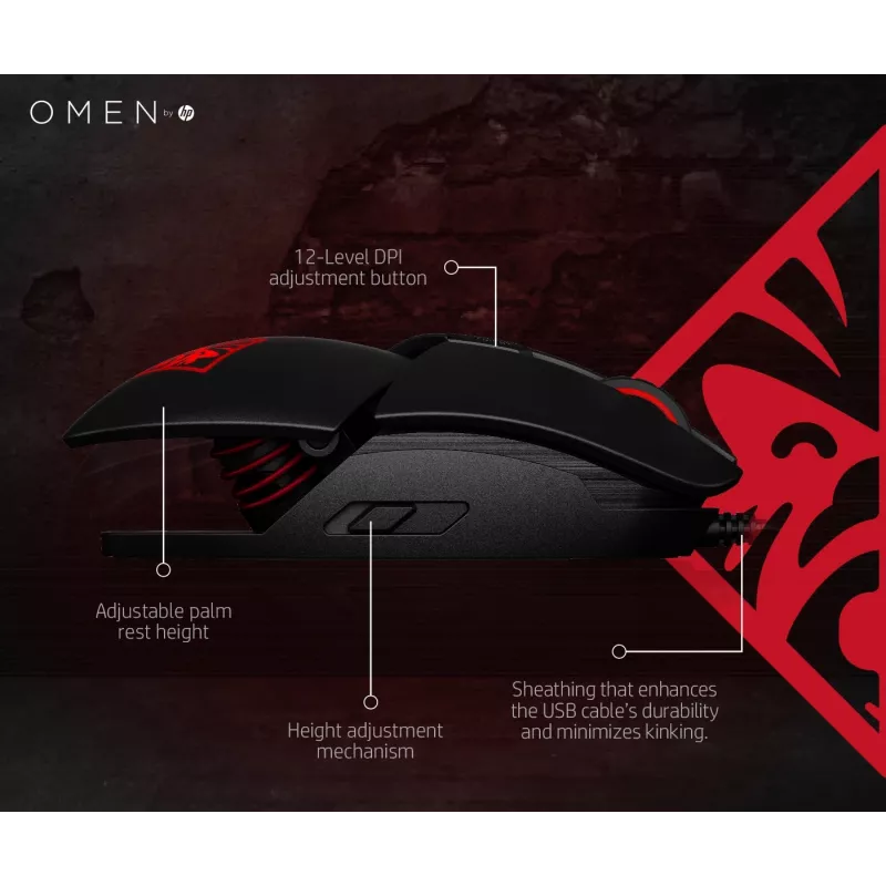 HP OMEN by Reactor Ratón, diestro, óptico, USB Type-A, 16000 DPI, 0,2 ms, negro