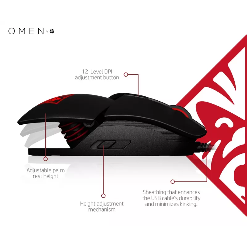 HP OMEN by Reactor Ratón, diestro, óptico, USB Type-A, 16000 DPI, 0,2 ms, negro