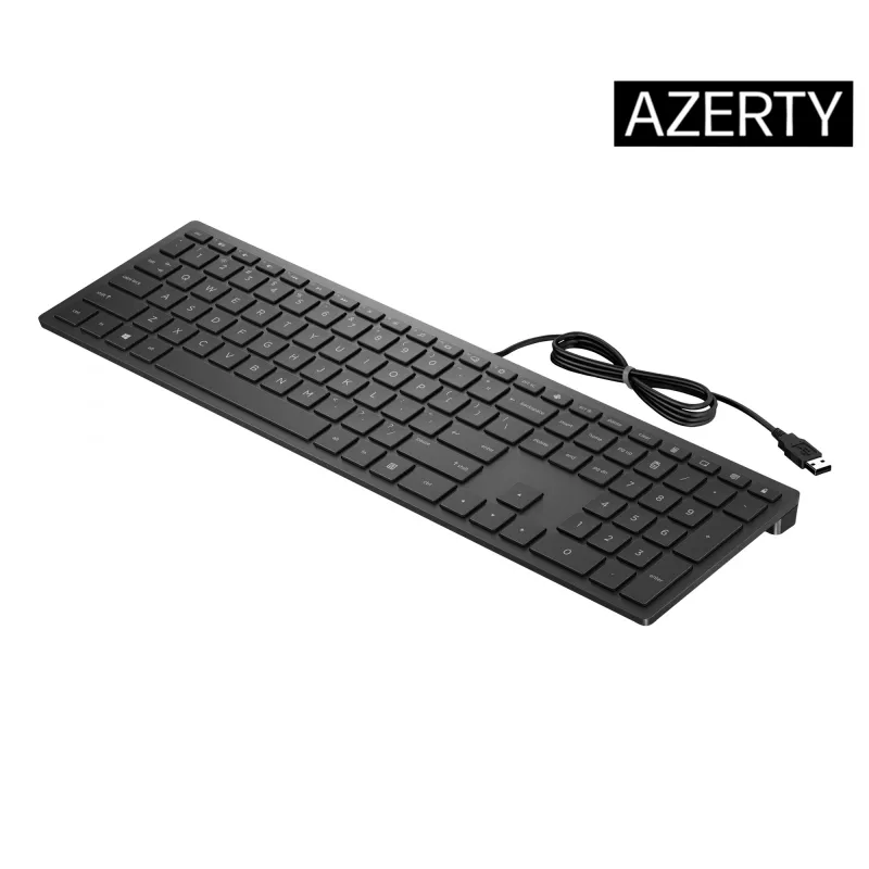 HP Pavilion Teclado con cable 300, tamaño completo (100%), con cable, USB, mecánico, negro