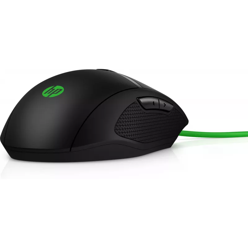 HP Pavilion Gaming Ratón 300, ambidiestro, óptico, USB Type-A, 5000 dpi, negro, verde