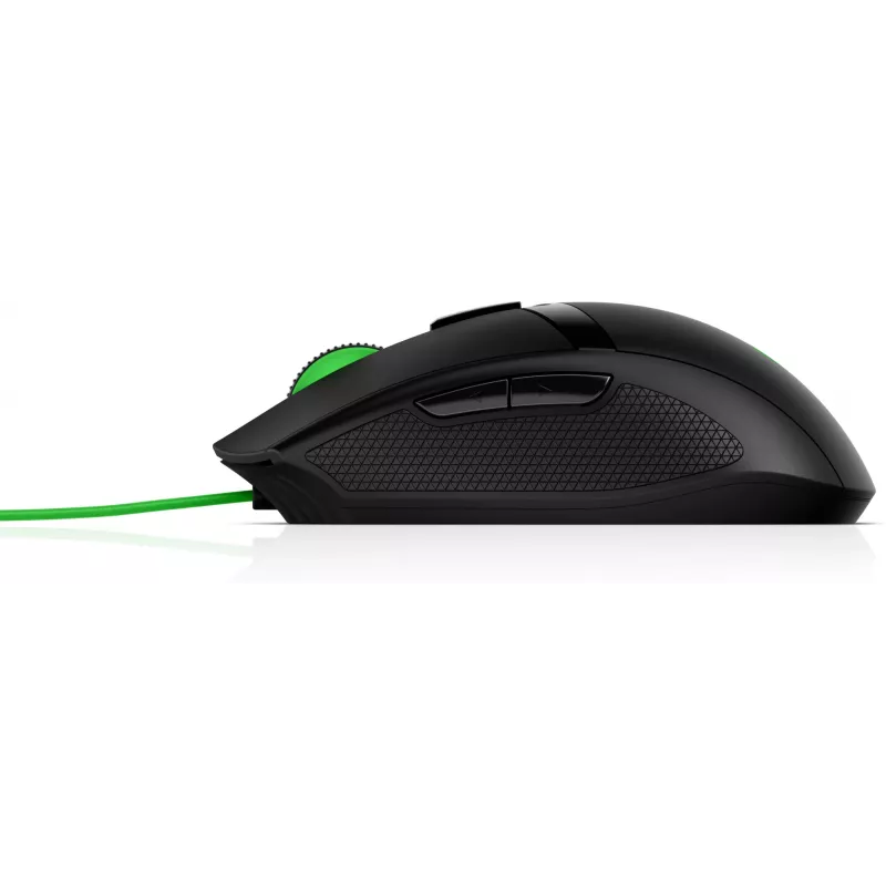 HP Pavilion Gaming Ratón 300, ambidiestro, óptico, USB Type-A, 5000 dpi, negro, verde