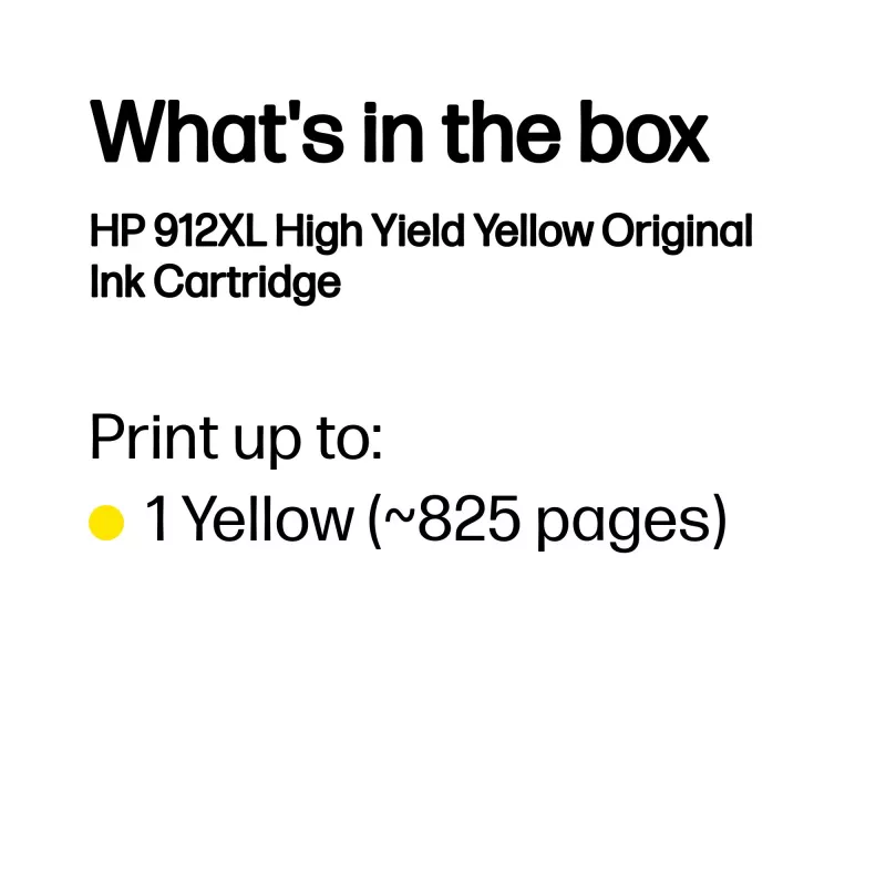 HP 912XL Cartucho de tinta original amarillo de alta capacidad, amarillo, 1 ud., 700 páginas