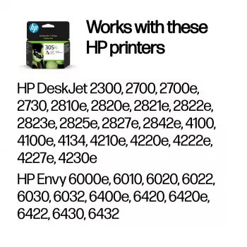 HP 305XL High Yield Tricolor Cartucho de tinta original, cian, magenta, amarillo, 1 ud., 200 páginas