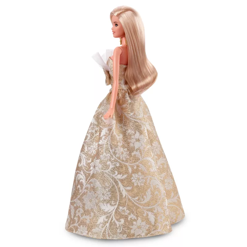 Muñeca Barbie Signature 2025 Holiday Fashion, muñeca coleccionable de temporada, rubia con vestido plateado y dorado