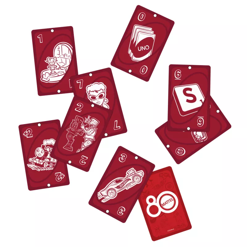 UNO Mattel 80th Ruby Red juego de cartas para niños y tardes en familia