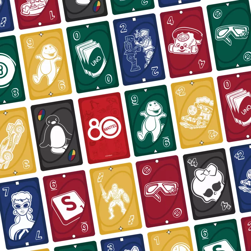 UNO Mattel 80th Ruby Red juego de cartas para niños y tardes en familia