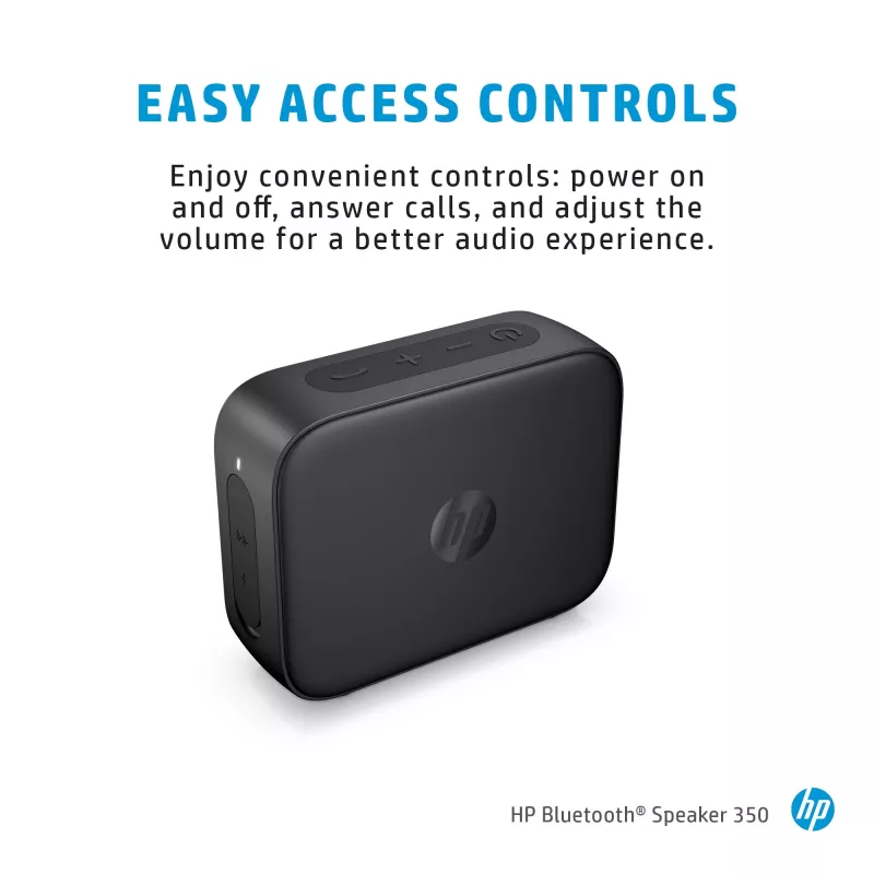 HP Negro Altavoz Bluetooth 350, inalámbrico, USB Type-C, altavoz portátil mono, negro, rectangular, botones
