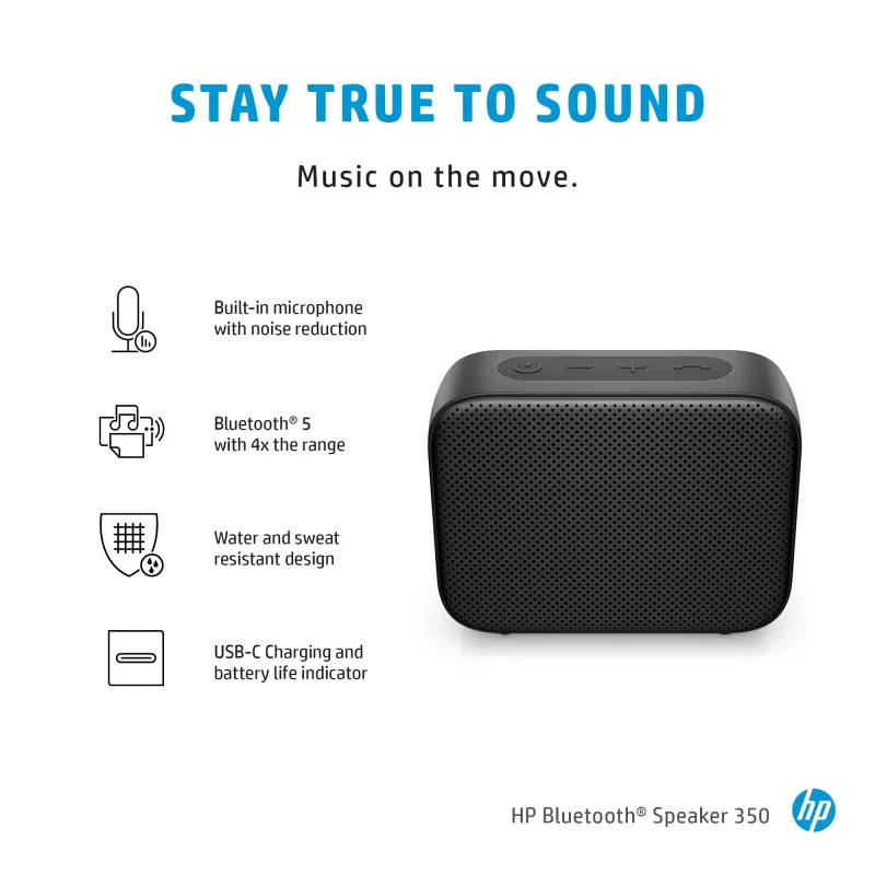 HP Plateado Altavoz Bluetooth 350, inalámbrico, blanco, universal, batería integrada, 180 g, 78,5 mm