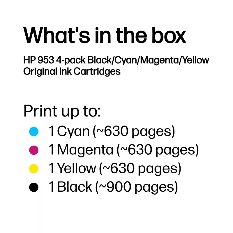 HP 953 Pack de 4 Negro/Cian/Magenta/Amarillo Cartuchos de tinta originales