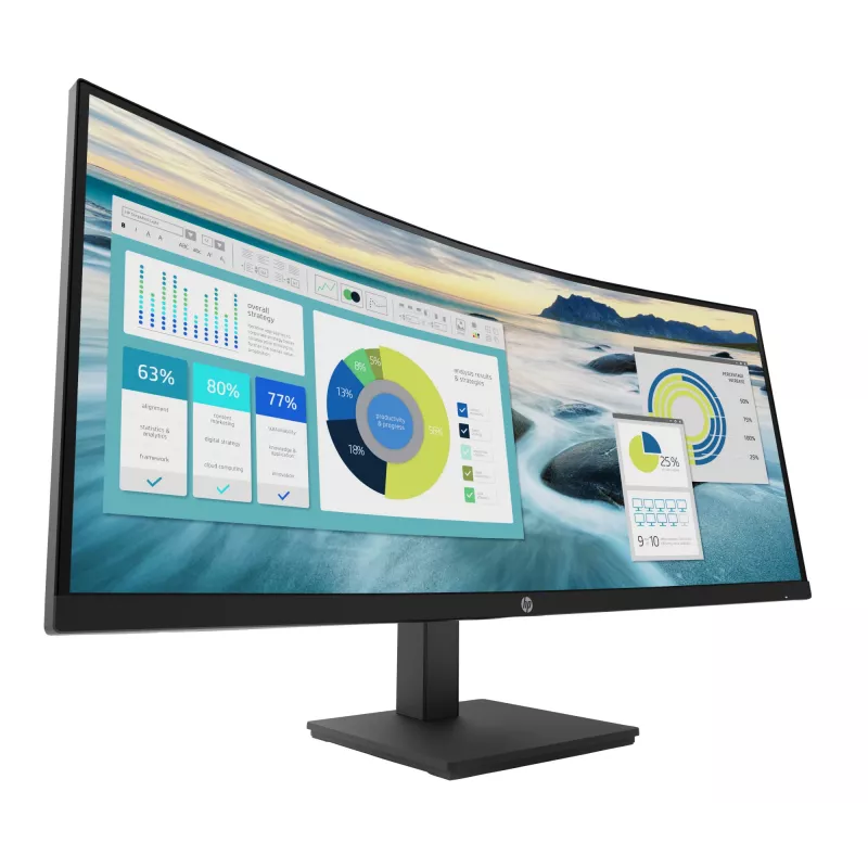 HP P34hc G4 Monitor curvo WQHD USB-C, 86,4 cm (34 inch), 3440 x 1440 píxeles, Wide Quad HD, LCD, 5 ms, negro