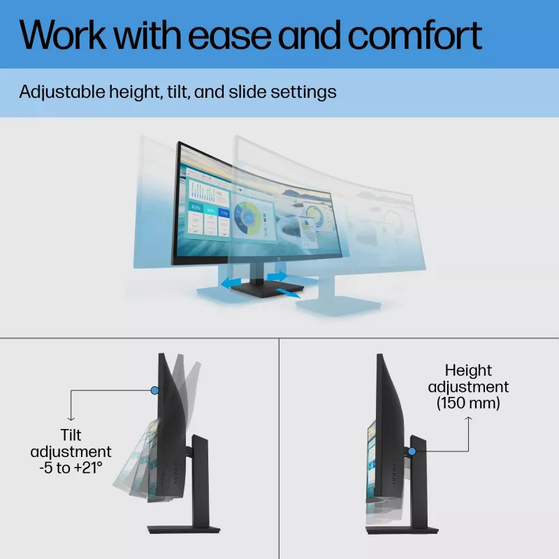 HP P34hc G4 Monitor curvo WQHD USB-C, 86,4 cm (34 inch), 3440 x 1440 píxeles, Wide Quad HD, LCD, 5 ms, negro