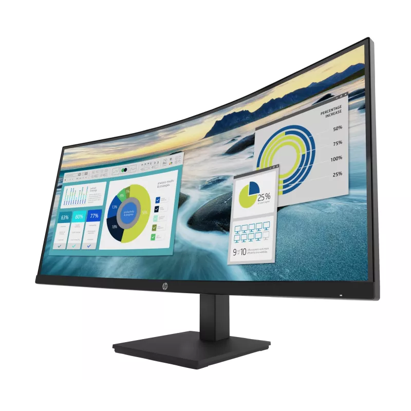 HP P34hc G4 Monitor curvo WQHD USB-C, 86,4 cm (34 inch), 3440 x 1440 píxeles, Wide Quad HD, LCD, 5 ms, negro