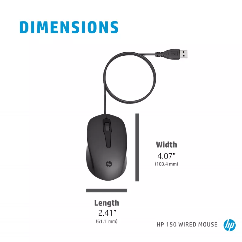 Ratón HP 150 con cable USB Type-A