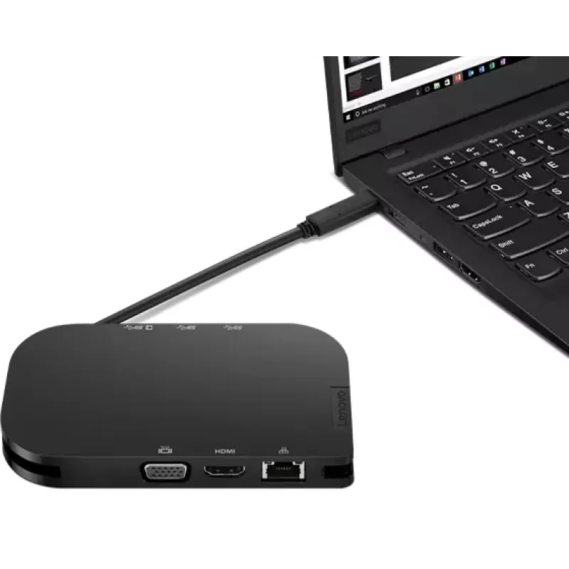 Lenovo 4X91H02421 Hub de interfaz USB Type-C 5000 Mbit/s negro