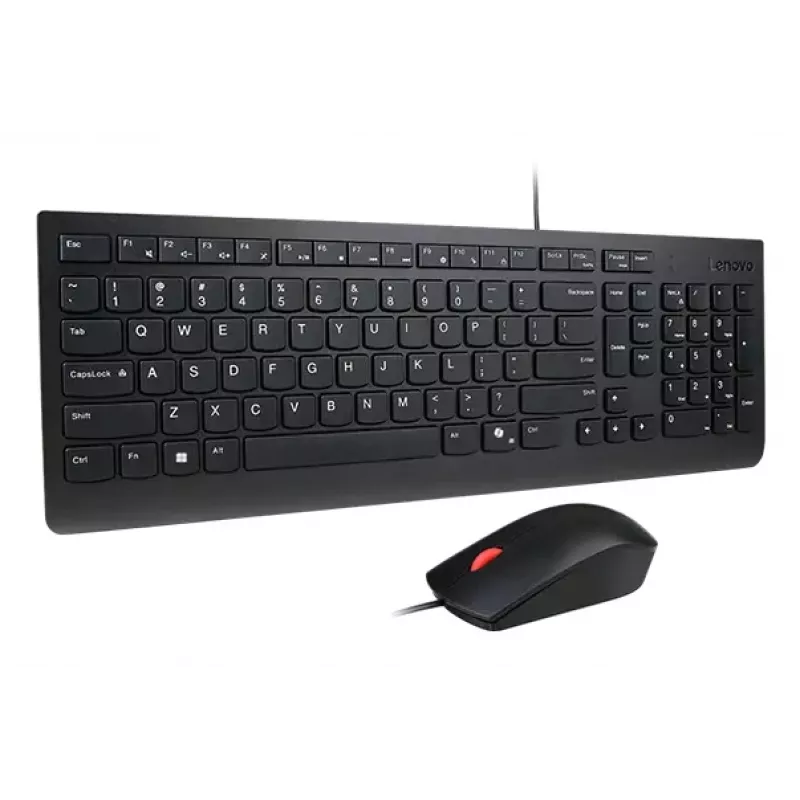 Conjunto de teclado y ratón USB de tamaño completo con cable Lenovo 4X31R64409 — Diseño al 100 %, cable de 1,8 m, negro, danés