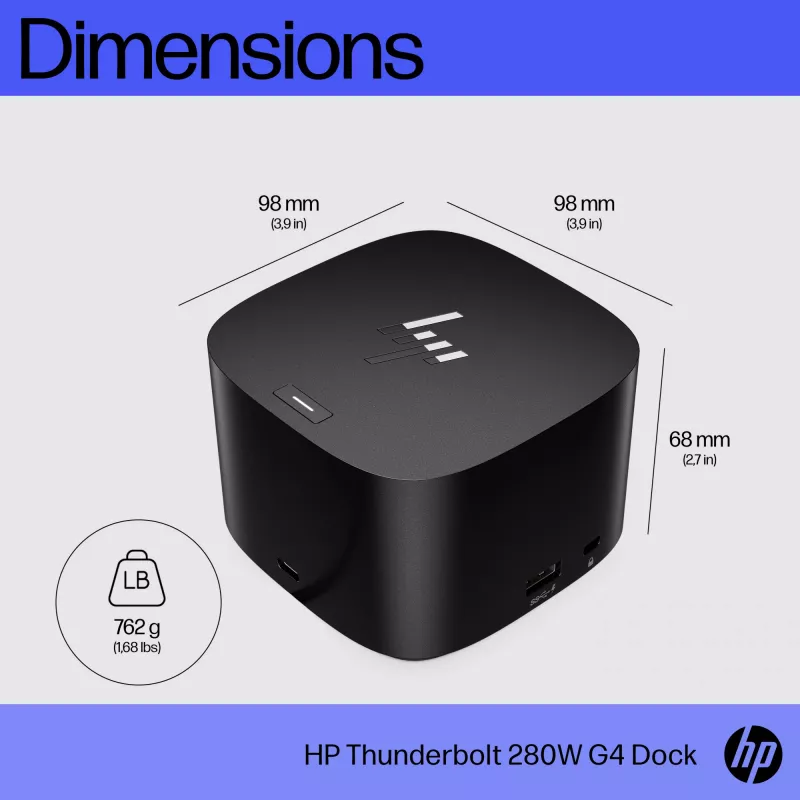 HP Thunderbolt Dock 280W G4 Estación de acoplamiento con cable Thunderbolt 4 Negro