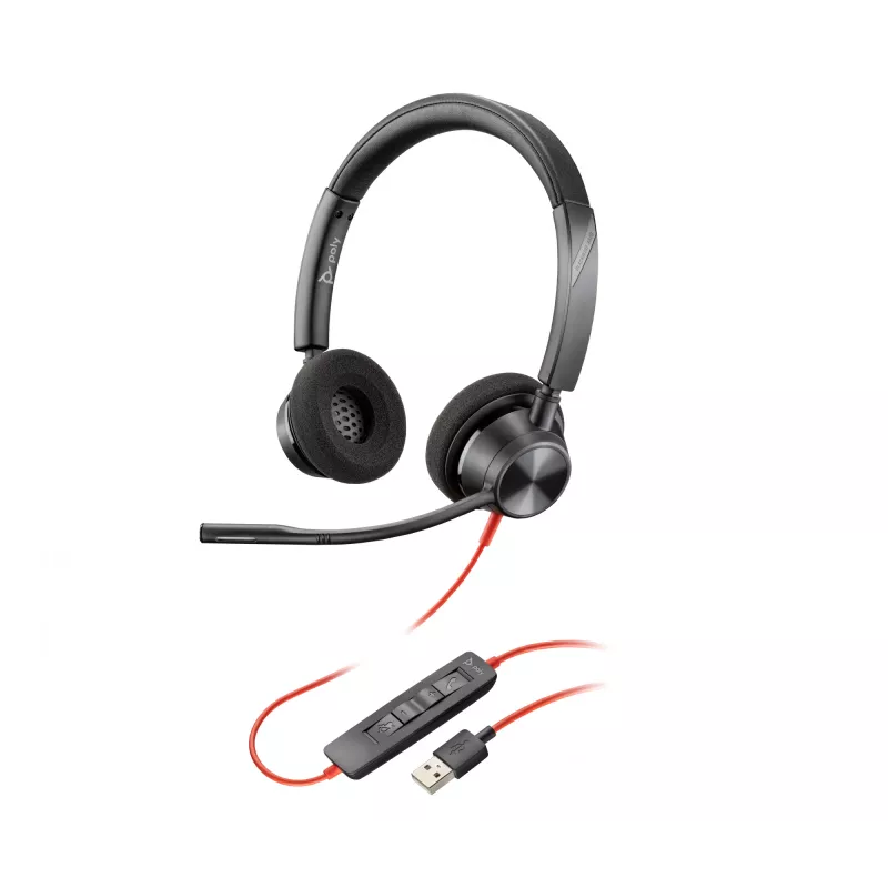 Auriculares HP Poly Poly Blackwire 3320 USB-A, con cable, oficina/call center, 130 g, auriculares, negro