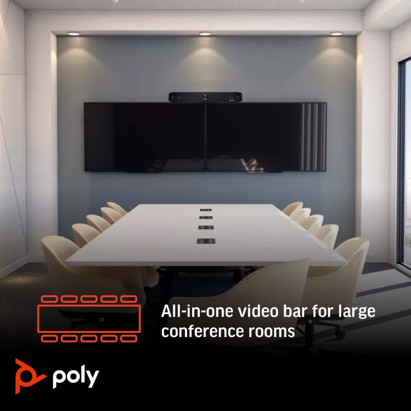 Barra de vídeo todo en uno HP Poly Studio X70, 357 kg, 0 - 40 °C, 15 - 80%, 840,2 mm, 135,4 mm, 117,3 mm