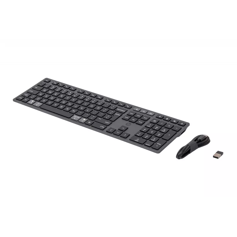 Teclado inalámbrico recargable multidispositivo HP 720, tamaño completo (100%), inalámbrico, USB + Bluetooth, mecánico, QWERTY, negro