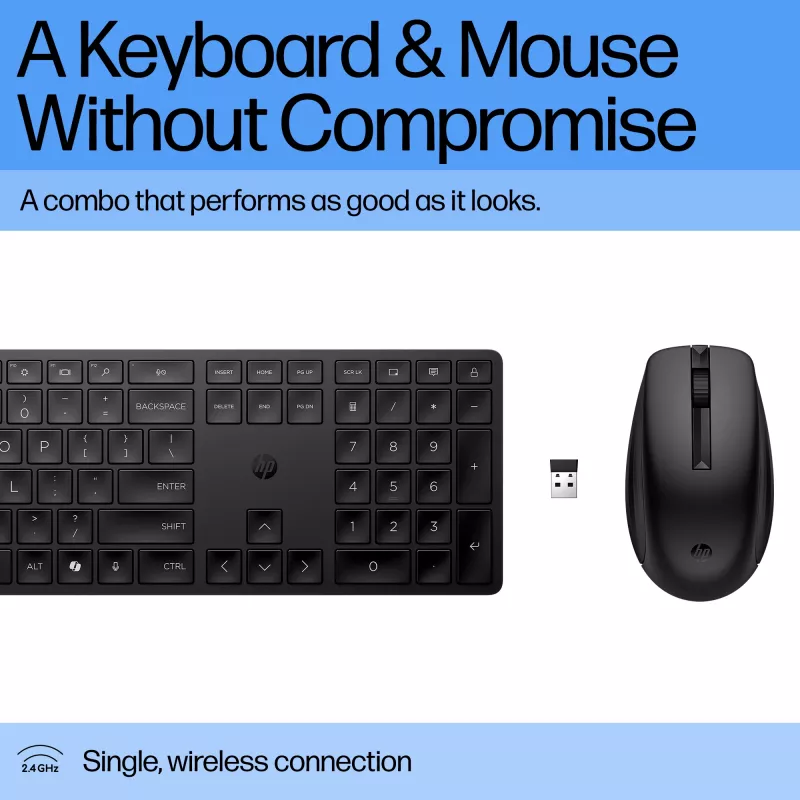 Combo de teclado y ratón inalámbrico HP 655, negro, ratón incluido