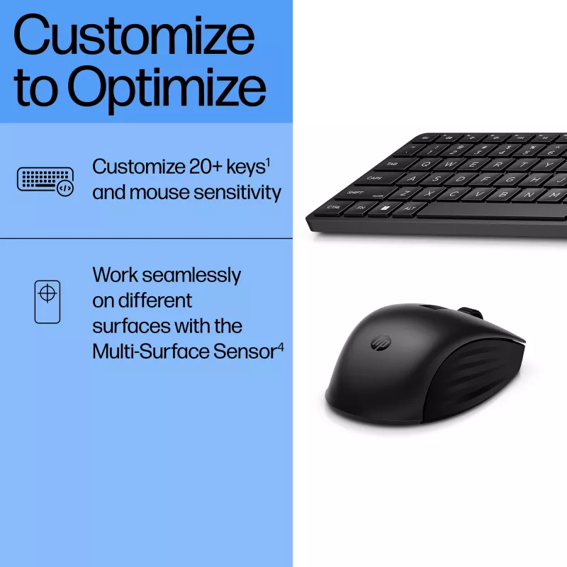 Combo de teclado y ratón inalámbrico HP 655, negro, ratón incluido