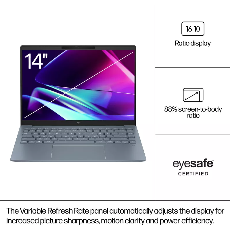 HP Pavilion Plus 14-ew1006na Intel Core Ultra 5 125H Portátil 35,6 cm (14 pulgadas) WQXGA 16 GB LPDDR5x-SDRAM 512 GB SSD Wi-Fi 6E (802.11ax) Windows 11 Home AI PC plateado (reacondicionado)