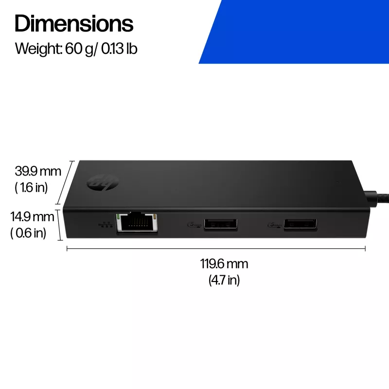 Hub USB-C portátil HP, Vietnam, Empresa, Forest Stewardship Council (FSC), 119,6 mm, 39,9 mm, 14,9 mm