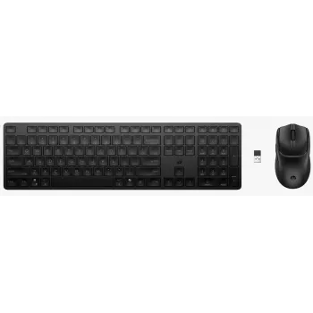 Conjunto de teclado y ratón HP 495C — Teclado inalámbrico Full-Size, ratón Multi-Device, USB/RF/Bluetooth, negro