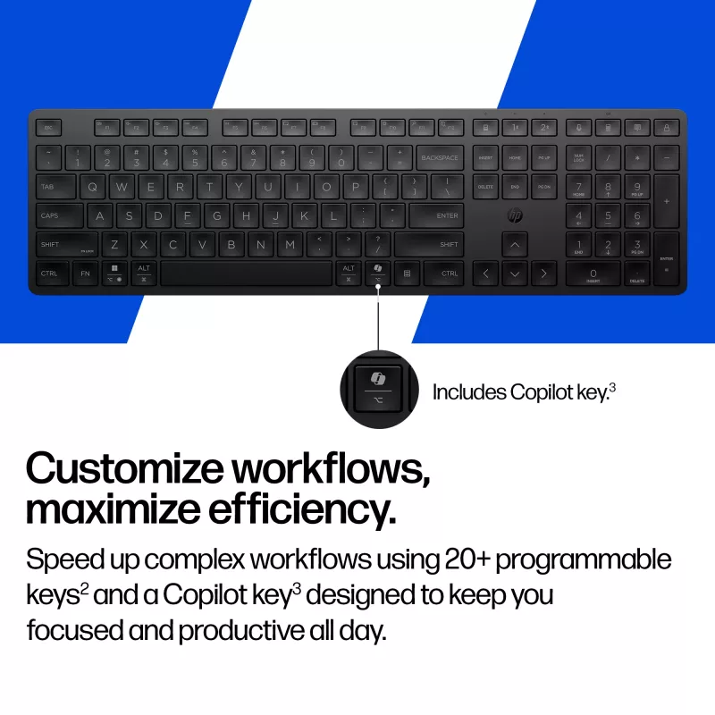 HP 495K Teclado Multi-Device Dual-Mode, Full-Size (100 %), inalámbrico, USB + Bluetooth, Negro