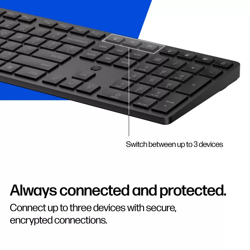 HP 495K Teclado Multi-Device Dual-Mode, Full-Size (100 %), inalámbrico, USB + Bluetooth, Negro