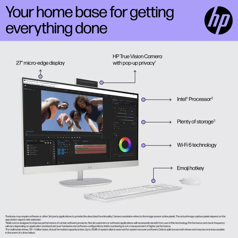 HP All-in-One 27-cr0048na Intel® Core™ i7 i7-1355U 68,6 cm (27 pulgadas) 1920 x 1080 píxeles All-in-One PC 8 GB DDR4-SDRAM 1 TB SSD Windows 11 Home Wi-Fi 6 (802.11ax) blanco (reacondicionado)