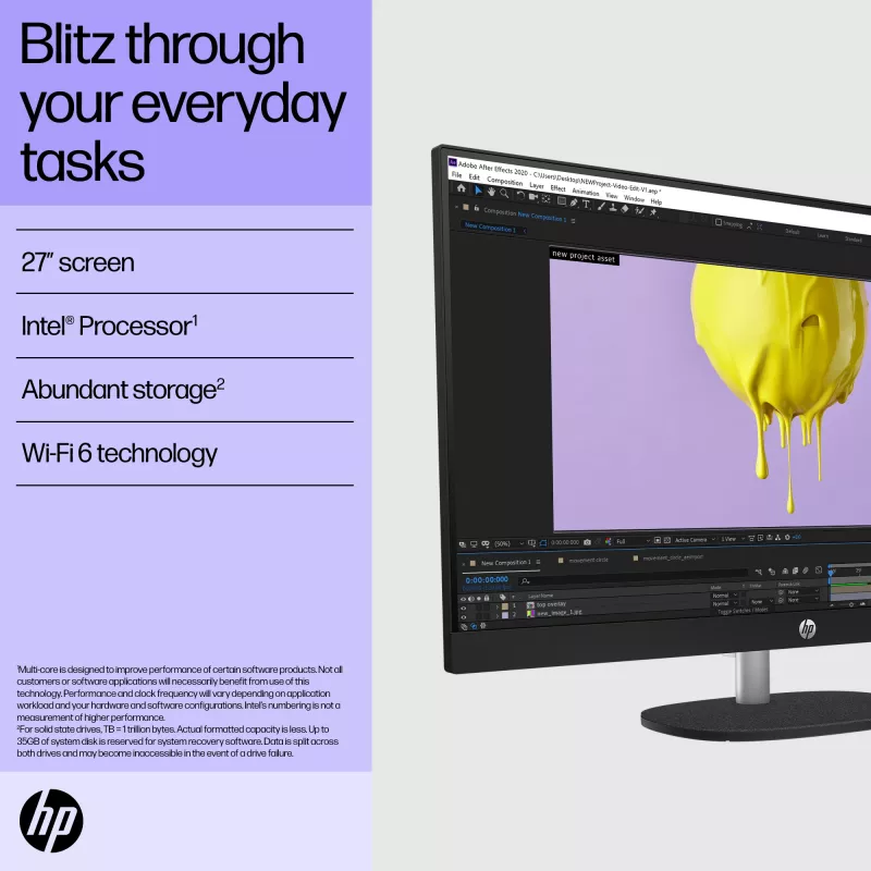 HP All-in-One 27-cr0048na Intel® Core™ i7 i7-1355U 68,6 cm (27 pulgadas) 1920 x 1080 píxeles All-in-One PC 8 GB DDR4-SDRAM 1 TB SSD Windows 11 Home Wi-Fi 6 (802.11ax) blanco (reacondicionado)