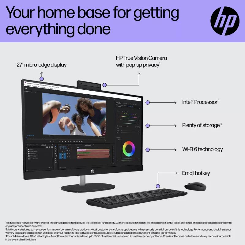 HP All-in-One 27-cr0048na Intel® Core™ i7 i7-1355U 68,6 cm (27 pulgadas) 1920 x 1080 píxeles All-in-One PC 8 GB DDR4-SDRAM 1 TB SSD Windows 11 Home Wi-Fi 6 (802.11ax) blanco (reacondicionado)