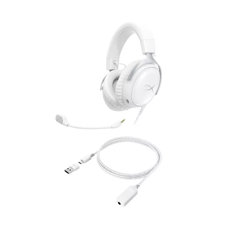 HyperX Cloud III - Auriculares gaming (Blanco), Blanco, China, Tailandia, Circumaural, Cerrado, 155 mm, 86,7 mm
