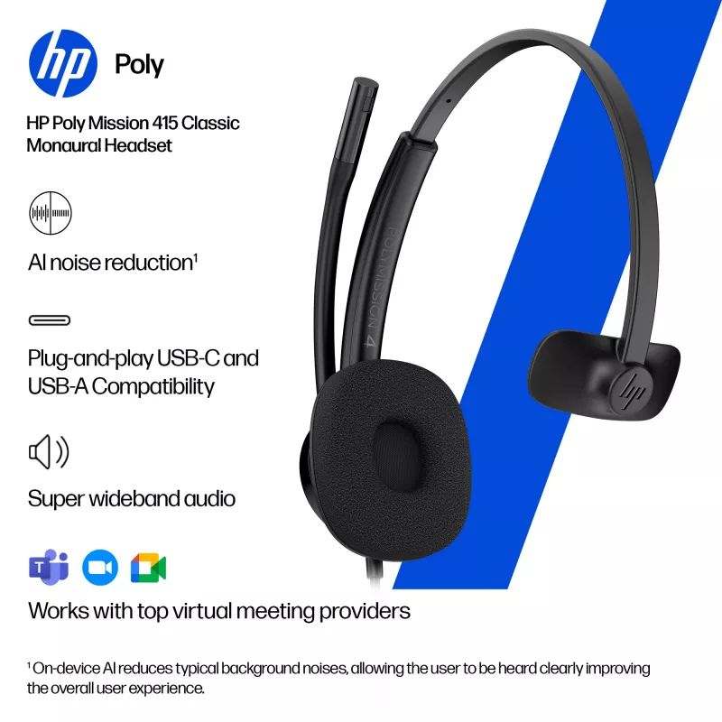 Auriculares USB con cable HP POLY MISSION 415 USB HS CL WW de HP, modelo C01A9AA#AC3
