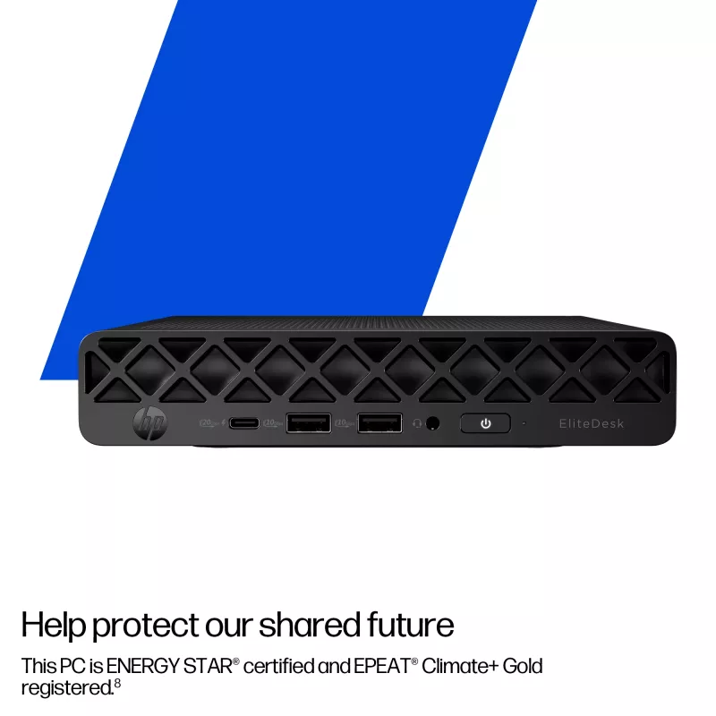 Mini PC HP EliteDesk 8 Mini G1i AI — Intel Core Ultra 7 265T, 16 GB DDR5, 1 TB SSD, Windows 11 Pro, Negro