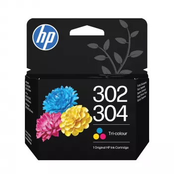 HP 302/304 Cartucho de tinta original tricolor. Rendimiento de páginas en color: 100 páginas, colores de impresión: cian, magenta, amarillo, cantidad por pack: 1 ud.
